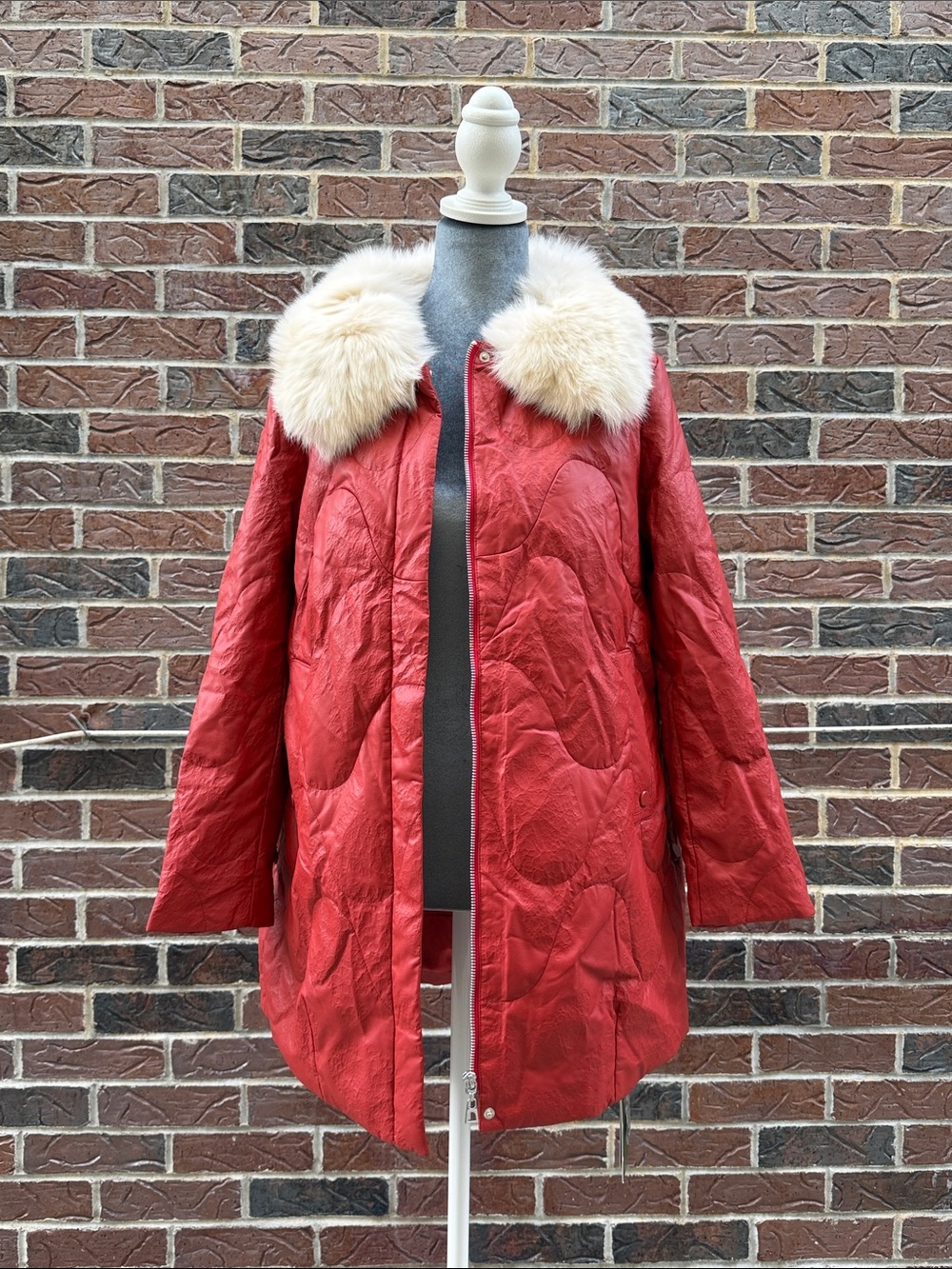 ‼️NEW Asian Orange Red Fox Fur Goose Down Jacket Coat